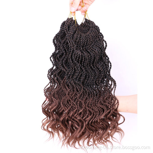 Wholesale Curly Twist Crochet Hair Wavy Senegalese Twist Braiding Hair Solid And Mix Color Synthetic Fiber Hair Extensions
